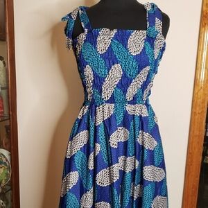 Elegant Blue and White Maxi Dress